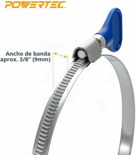 Vista 6 de POWERTEC 70247 Abrazaderas de manguera con llave de 1-1/2 pulgadas, abrazaderas ajustables de tornillo de pulgar de acero inoxidable para colección
