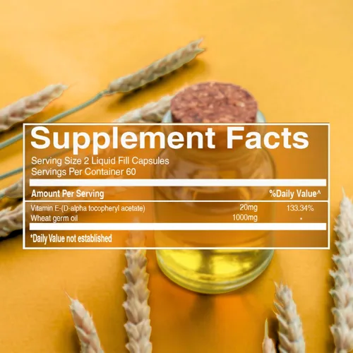 Vista 3 de Pure Nutrition Vitamina E con aceite de germen de trigo, 1020 mg 120 cápsulas Fuente natural de vitamina E Suplemento para el cabello