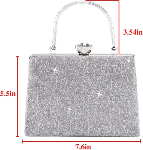 Vista 2 de Ayliss Bolso de noche para mujer con asa superior para boda bolso cruzado para cóctel graduación esmerilado