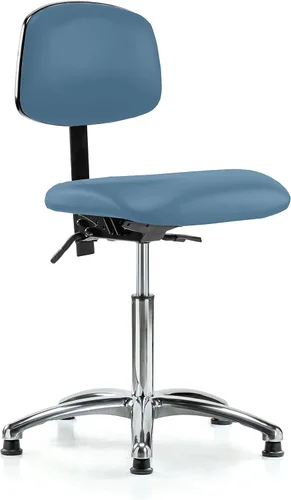 Vista 43 de Perch - Silla de laboratorio con ruedas cromadas con soporte de respaldo ajustable, altura del escritorio de 17 a 22 pulgadas, tela negra