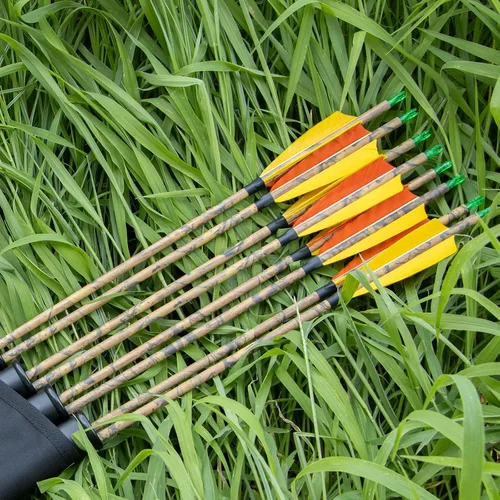 Vista 9 de Flechas de caza de carbono de 30 pulgadas con pluma de pavo de 4 pulgadas, puntas extraíbles, flechas de práctica de tiro con arco, columna