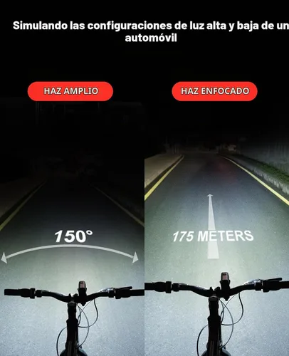 Vista 5 de TOWILD DLite1800 Bike Lights for Night Riding,1800LM Dual Light Source System,Compatible with Garmin/GoPro Mount,5000mAh Rechargeable