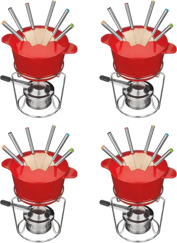 Vista 3 de Cuisinart Juego de fondue de hierro fundido de 13 piezas, crema, 10 pulgadas