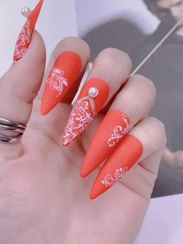 Vista 7 de Calcomanías de Arte de Uñas de Flores, Calcomanías de Uñas de Flores Blancas Suministros de Arte de Uñas 3D Encaje Retro Hoja de Flor Enredadera