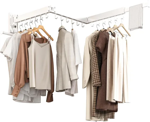Vista 11 de Estante de secado de ropa montado en la pared, estante de secado de ropa plegable, estante de secado plegable retráctil para colgar ropa