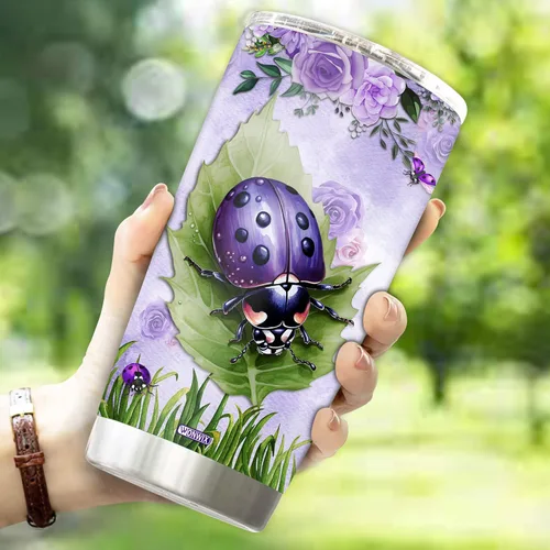 Vista 3 de Vaso personalizado de mariquitas con nombre personalizado de mariquita viva para jardín, tazas de fiesta, regalos para mujeres, taza de bebé de 20