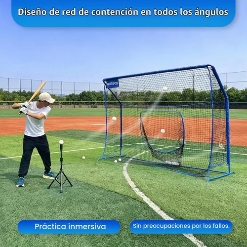 Vista 2 de Baseball Softball Net with Blocking System, Batting Cage Practice Net