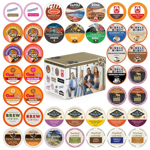 Vista 10 de Crazy Cups Paquete variado de cápsulas de café descafeinado con sabor compatibles con cafeteras Keurig K Cup, 40 unidades, muestras de café