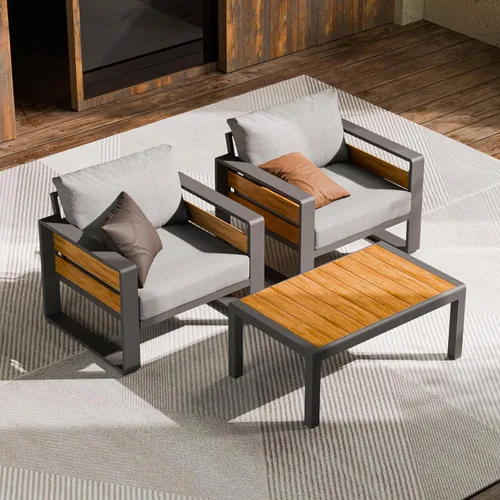 Vista 14 de ZANDOR Muebles de Exterior de Aluminio - 1 Pieza Sofá de Dos Plazas, Sofá de Exterior Moderno de Metal Resistente a Todas las Condiciones con Cojín
