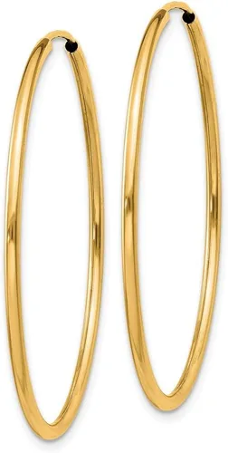 Vista 2 de Aretes de aro redondos sin fin pulidos de oro amarillo de 14 quilates de 0.059 in (1.417 in x 0.059 in), Oro amarillo