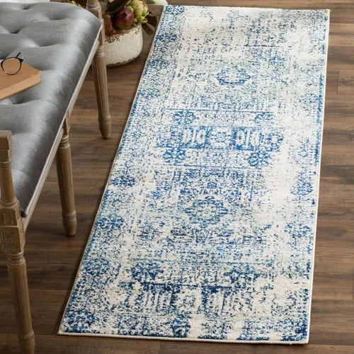 Vista 7 de SAFAVIEH Evoke Collection EVK260T Medallón oriental envejecido de 2'2" x 4', color marfil y negro, no desprende pelusa, alfombra de acento para sala