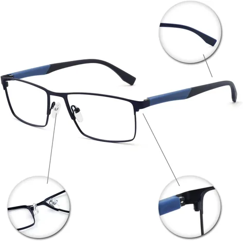 Vista 4 de Occi Chiari - Gafas de metal para hombre con marco óptico transparente, Rojo