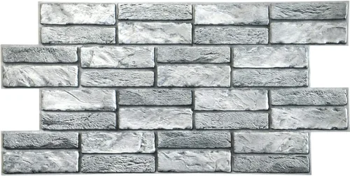 Vista 3 de Dundee Deco PG7003 - Ladrillo antiguo sintético gris, 3.1 x 1.6 pies, panel de pared 3D de PVC, decoración de paneles de pared de diseño
