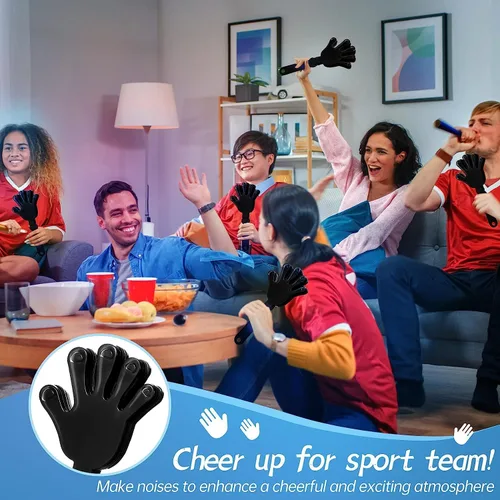 Vista 3 de 36 pinzas de mano negras de 7.5 pulgadas para hacer ruido, regalos de fiesta, plástico para eventos deportivos, bailar, baile, baloncesto, fútbol