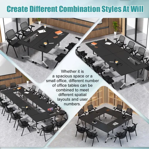 Vista 7 de Folding Conference Table with Wheels, 70.8" Flip-top Training Table, 4Pack Black 1