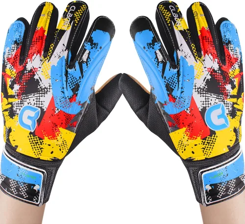 Vista 17 de Guantes de portero de fútbol para jóvenes y niños, guantes de portero con palmas de súper agarre, guantes de fútbol antideslizantes, protección