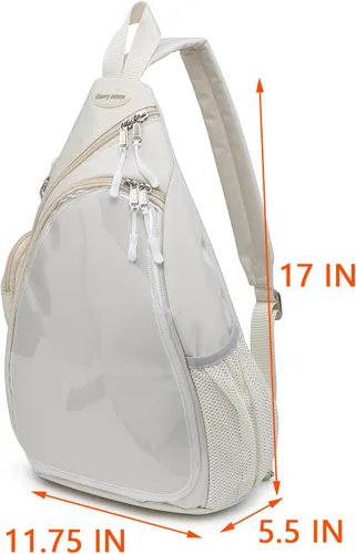 Vista 2 de Bolsa Oxford Ita Kawaii con Pin de Exhibición, Mochila Deportiva de Hombro Único, Mochila de Senderismo, Mochila de Día, Beige