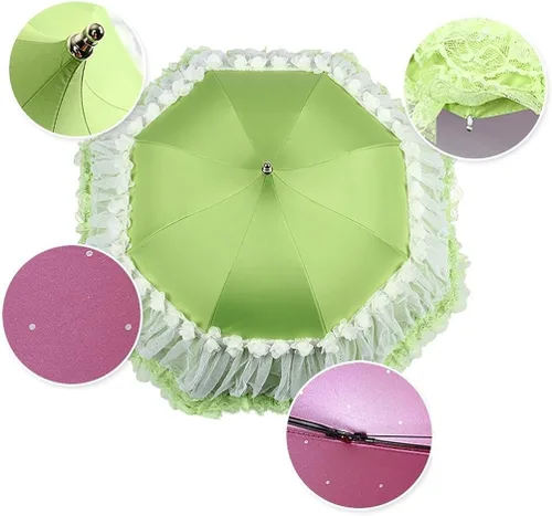Vista 3 de Honeystore Pagoda Parasol 3 Folding Lace Totes Sun Rain Wedding Ruffle Umbrella