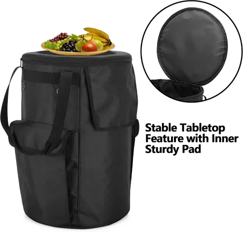 Vista 4 de samdew Funda para tanque de propano, bolsa de tanque de gas propano de 20 libras con solapa lateral abatible y función de mesa estable, 2 bolsillos