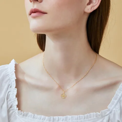 Vista 6 de Collar con brújula celta de oro real de 14 quilates, collar con colgante de siga tu brújula, regalos de joyería de oro macizo para mujer