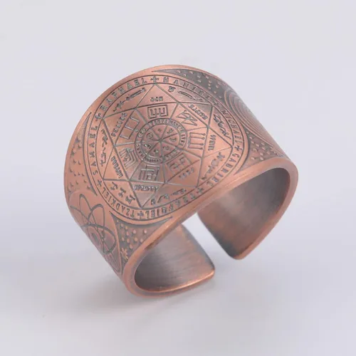 Vista 2 de Amaxer Anillo de siete arcángeles de acero inoxidable The Seal of Salomon tetragrammaton arcángeles, anillo de protección para hombres y mujeres