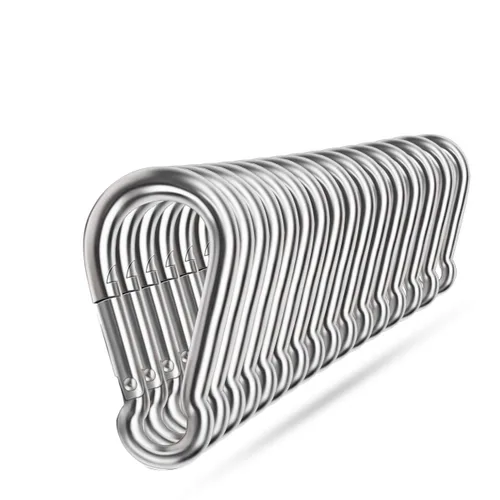 Vista 9 de Mosquetones de resorte, mosquetón de acero inoxidable 304, clip metálico resistente para conector de cuerda, abrazadera pequeña, llavero con hebilla
