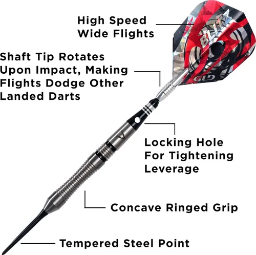 Vista 3 de Viper Blitz - Dardos con punta de acero de tungsteno 95% con estuche de almacenamiento/viaje