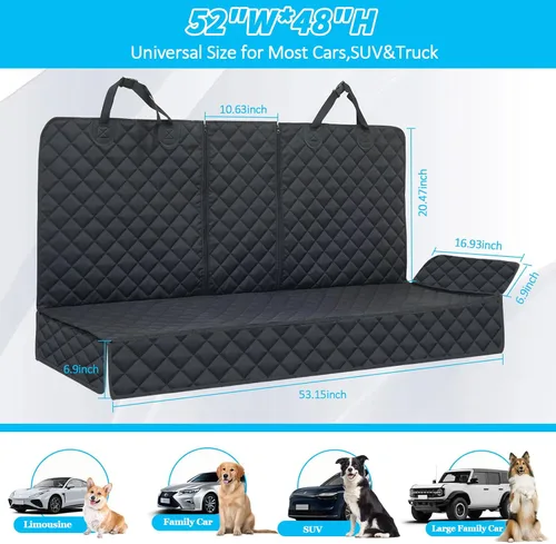 Vista 2 de Funda de asiento de automóvil para perro, funda para asiento trasero, funda de mascota para perros, impermeable, protector de asiento de automóvil