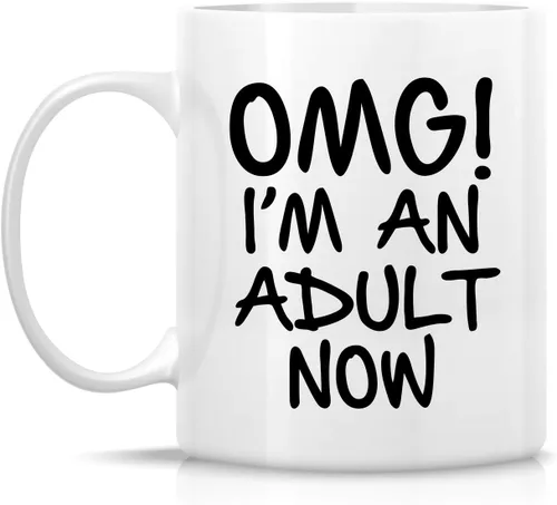 Vista 2 de Retreez Taza divertida – OMG! I'm an Adult Now - Tazas de café de cerámica de 11 onzas – Divertido, sarcasmo, sarcástico, motivacional, regalos