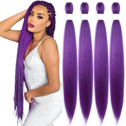 Vista 31 de Cabello trenzado burdeos, 10 pulgadas, 4 paquetes Cabello preestirado, trenzas de ganchillo cortas y rectas, textura Yaki, fibra sintética