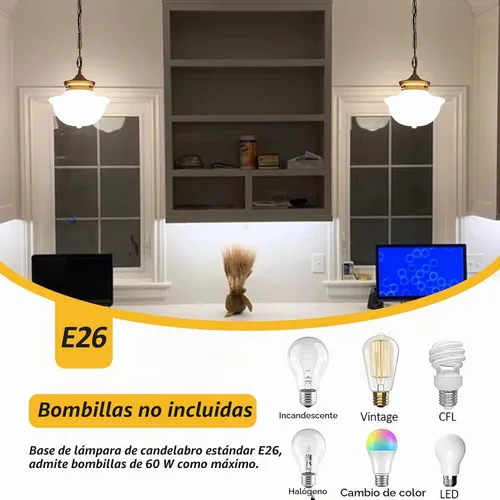 Vista 6 de [Usado] youngrender Accesorios de Lámpara Colgante Estilo Escuela, Lámpara Colgante de Cristal Lechoso Dorado de Latón de 9", Iluminación Colgante