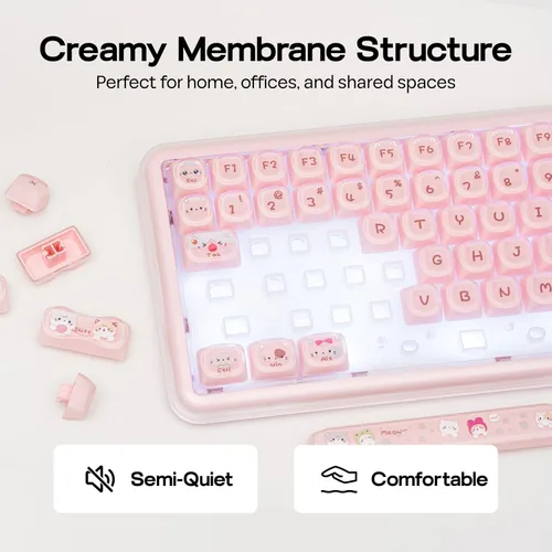 Vista 4 de MechLands X Maorbeng X100 PRO Membrane Gaming Keyboard with Number Pad, RGB Backlits, Wireless Computer Keyboard with 5000mAh Battery, BT/2.4G/USB-C