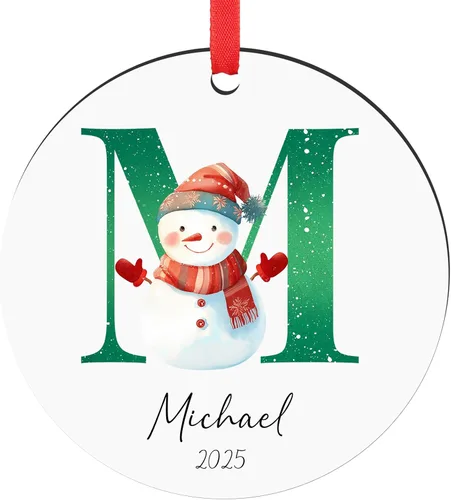 Vista 17 de Paquete de 4 adornos de Navidad personalizados 2025 de cerámica personalizada con foto y texto para decoración de árbol de Navidad, primera Navidad