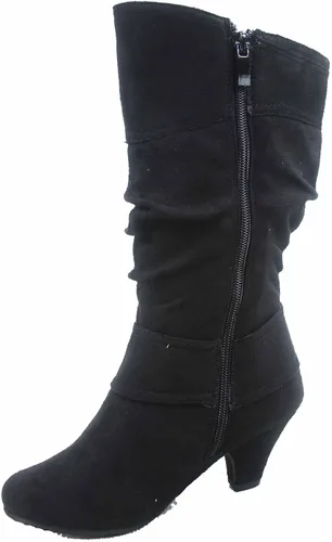 Vista 3 de FZ Auto-9ks - Botas de tacón bajo con cremallera lateral y punta redonda para niña