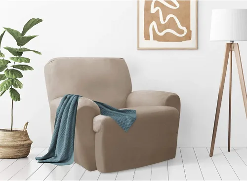 Vista 10 de Zenna Home, Funda para muebles color chocolate/marrón: Funda elástica de felpa de 1 pieza para sofá biplaza (EFCLSTCH)