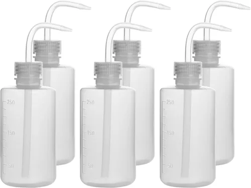 Vista 13 de stonylab Botella de lavado químico, paquete de 2 botellas de plástico para lavado de laboratorio de seguridad, LDPE con boca estrecha, 8.5 fl oz