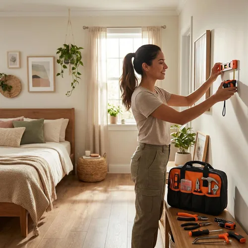 Vista 6 de Kit de herramientas para el hogar, kit de herramientas para mujer, para el hogar, apartamento, dormitorio y oficina. Juego de herramientas