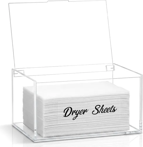 Vista 8 de Contenedor de hojas de acrílico para secadora para lavandería, dispensador de hojas de secadora con tapa para organización y decoración
