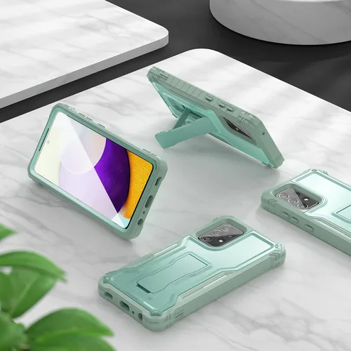 Vista 6 de ExoGuard Funda para Samsung Galaxy A52, funda de goma a prueba de golpes de cuerpo completo, protector de pantalla integrado y soporte compatible