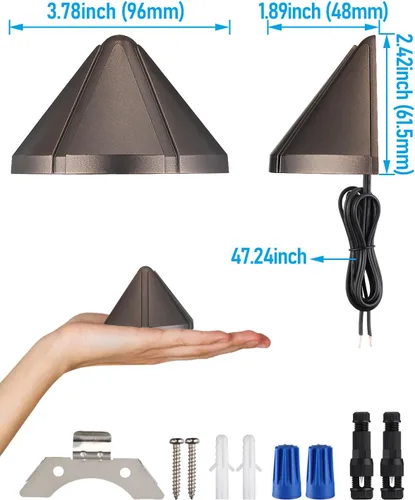 Vista 7 de LEONLITE Luces LED de cubierta de 5 W de bajo voltaje, luz de barandilla de escalera de 12 V, luz de valla de paisaje al aire libre, cable listado 5