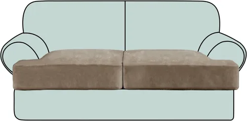 Vista 35 de Fundas de cojín de terciopelo elástico de lujo para sofá, juego de 3 piezas para sofás en forma de T, fundas antideslizantes y lavables, protector
