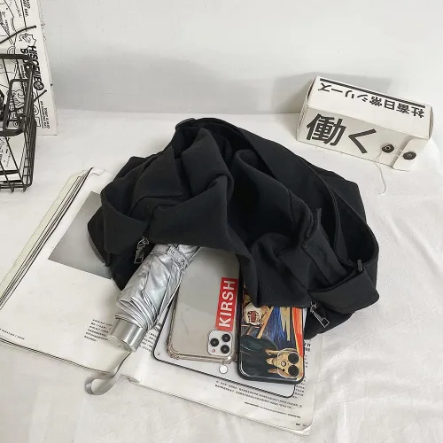 Vista 6 de Aktudy Bolso bandolera de lona para mujeres y hombres, bolso bandolera grande con múltiples bolsillos para parejas