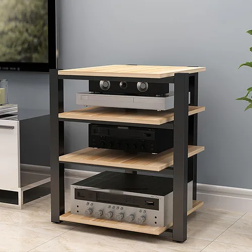Vista 15 de Soporte para medios AV, estantería audiovisual, gabinete estéreo, torre de estante de audio, gabinete de consola de reproductor de discos, estantes