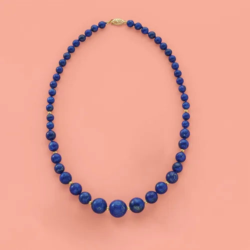Vista 7 de Ross-Simons 6-13mm Lapis Bead Graduated Necklace With 14kt Yellow Gold