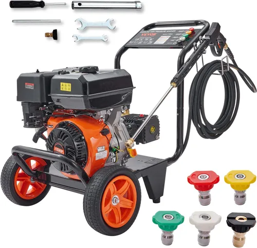 Vista 13 de VEVOR Lavadora a presión de gas 2900 PSI y 1.85 GPM máximo, bomba de aluminio mejorada con pistola rociadora y varita, juego de 4 boquillas