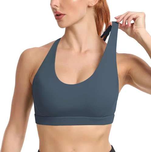 Vista 3 de Luvrobes Brasier deportivo para mujer, con tirantes cruzados, copa moldeada, para entrenamiento, correr, impacto medio, sexy, linda, para yoga