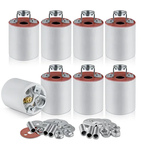 Vista 8 de Enchufe de luz E26,Soporte de lámpara de enchufe de bombilla de tornillo Medimun estándar,Enchufe de luz de porcelana con fijación de tornillo