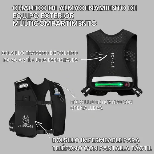 Vista 7 de Chaleco para correr para mujeres y hombres – Chaleco de hidratación – Mochila ajustable transpirable para senderismo maratón – Bolsillo impermeable