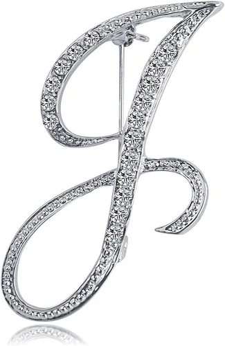 Vista 30 de ETHOON Broche de letras con inicial de diamantes de imitación para mujer, manualidades, plateado A-Z
