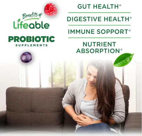 Vista 3 de Lifeable Probióticos sin azúcar con fibra prebiótica, suplemento de gomitas de sabor natural de gran sabor, masticable apto para dieta cetogénica